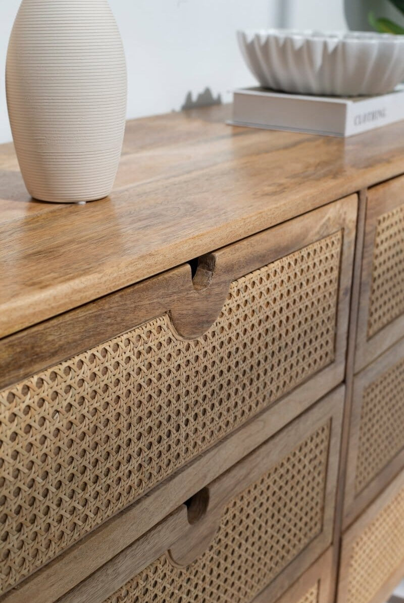 Vienna Six Drawers Rattan Sideboard