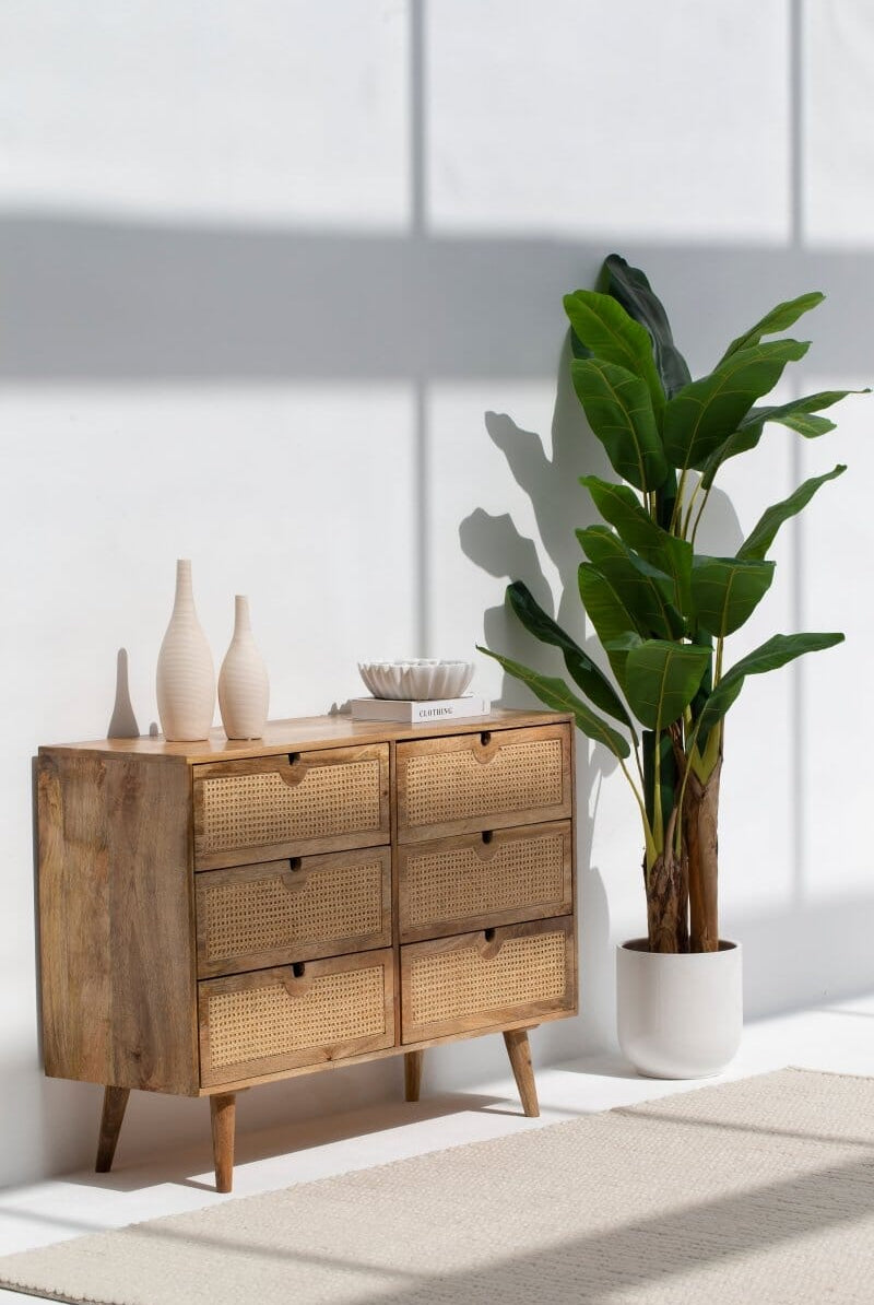 Vienna Six Drawers Rattan Sideboard