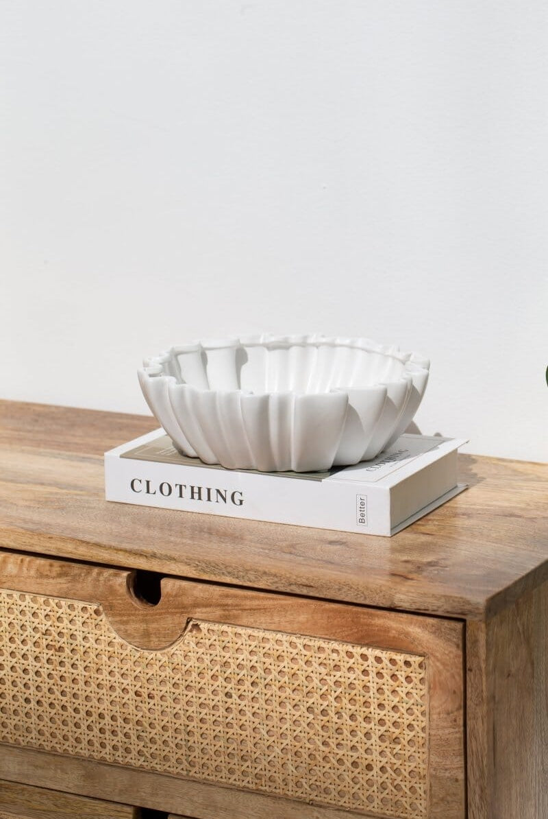 White Geometric Ceramic r Bowl