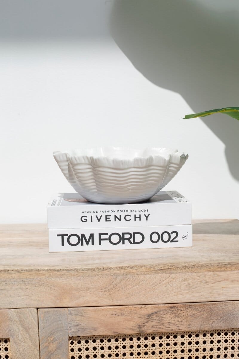 White Rippled Ceramic Decor Bowl