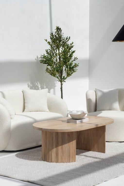 Kimberly Oval Shaped Wooden Coffee Table