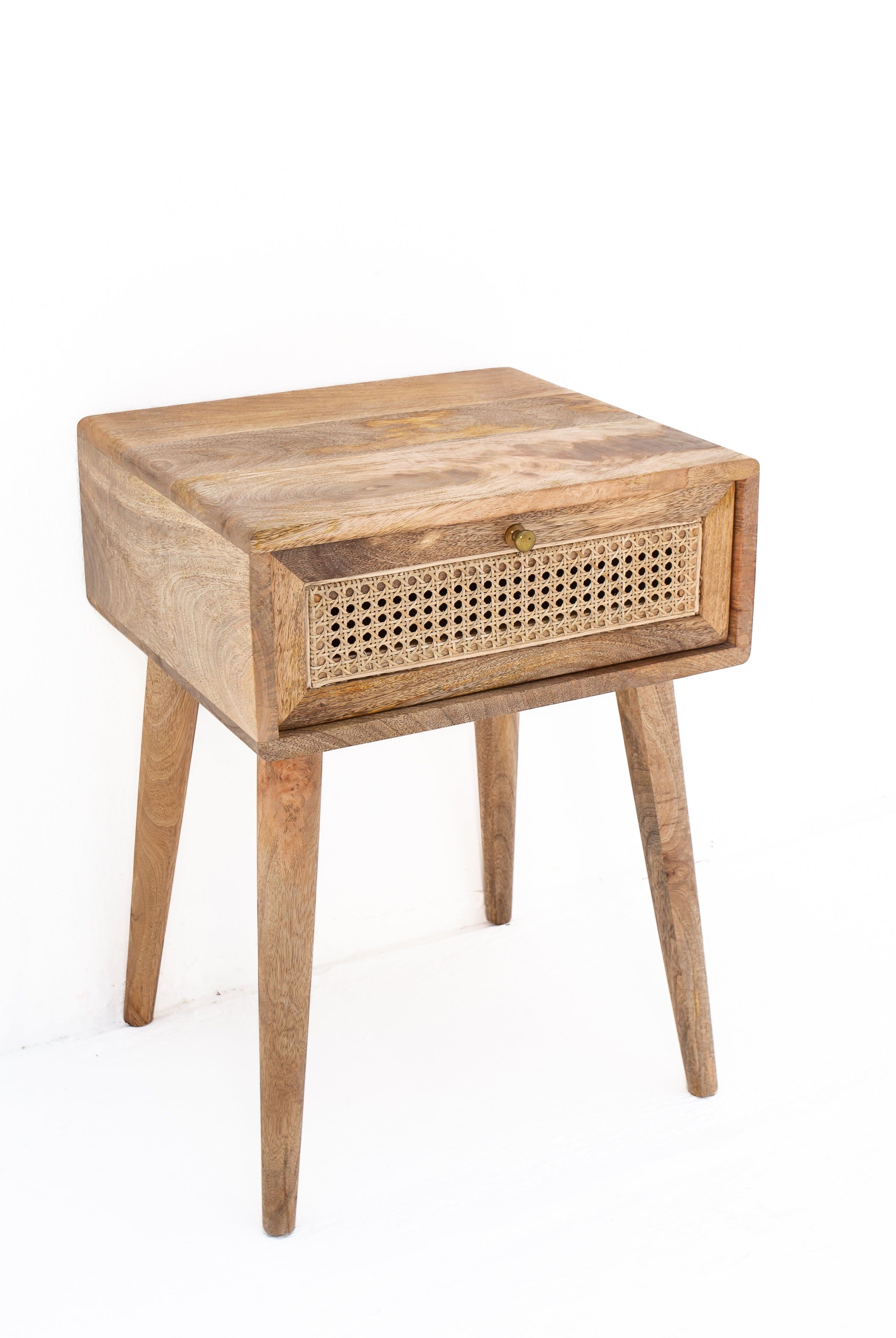Rattan Drawer Side Table Homekode