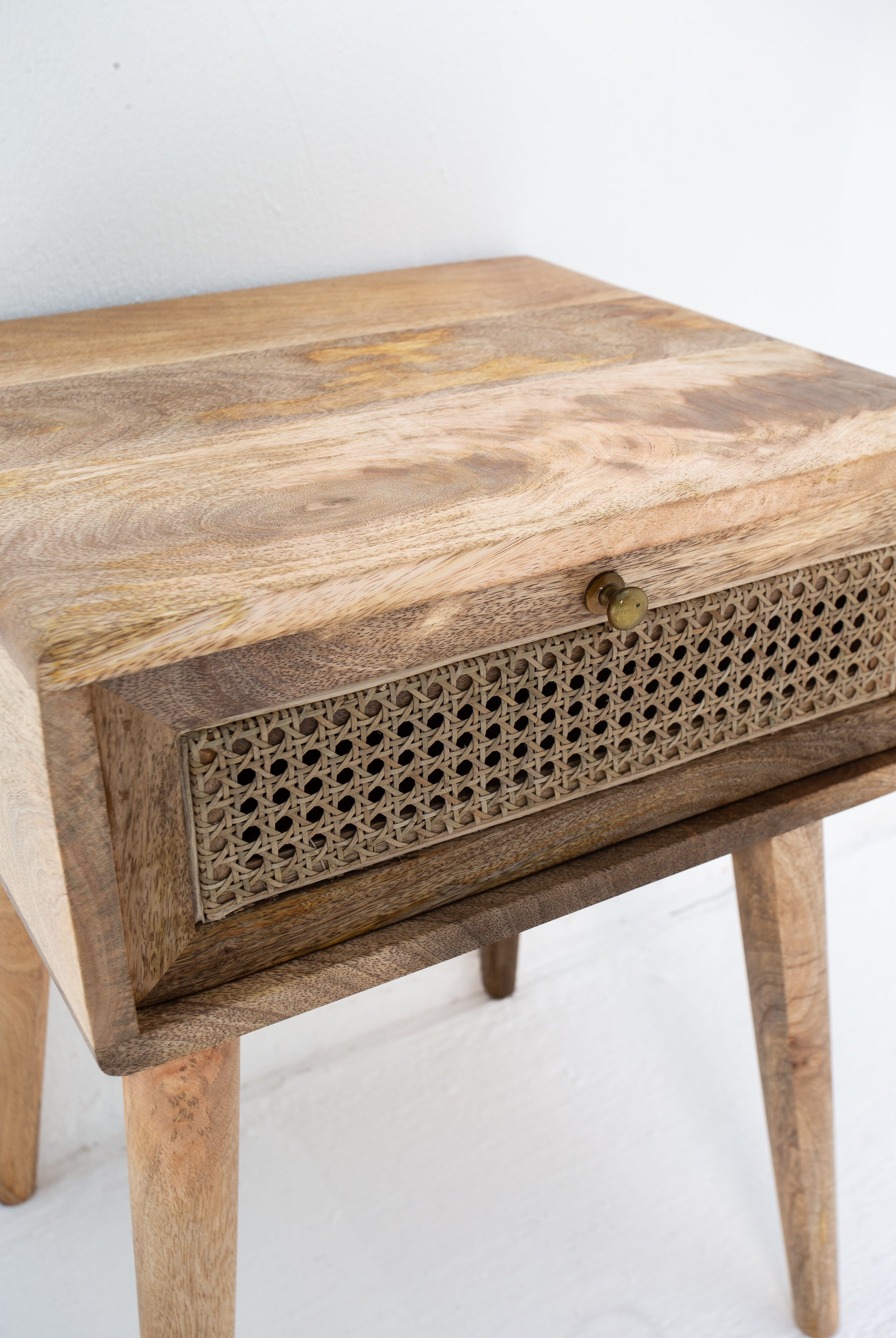 Rattan Drawer Side Table Homekode