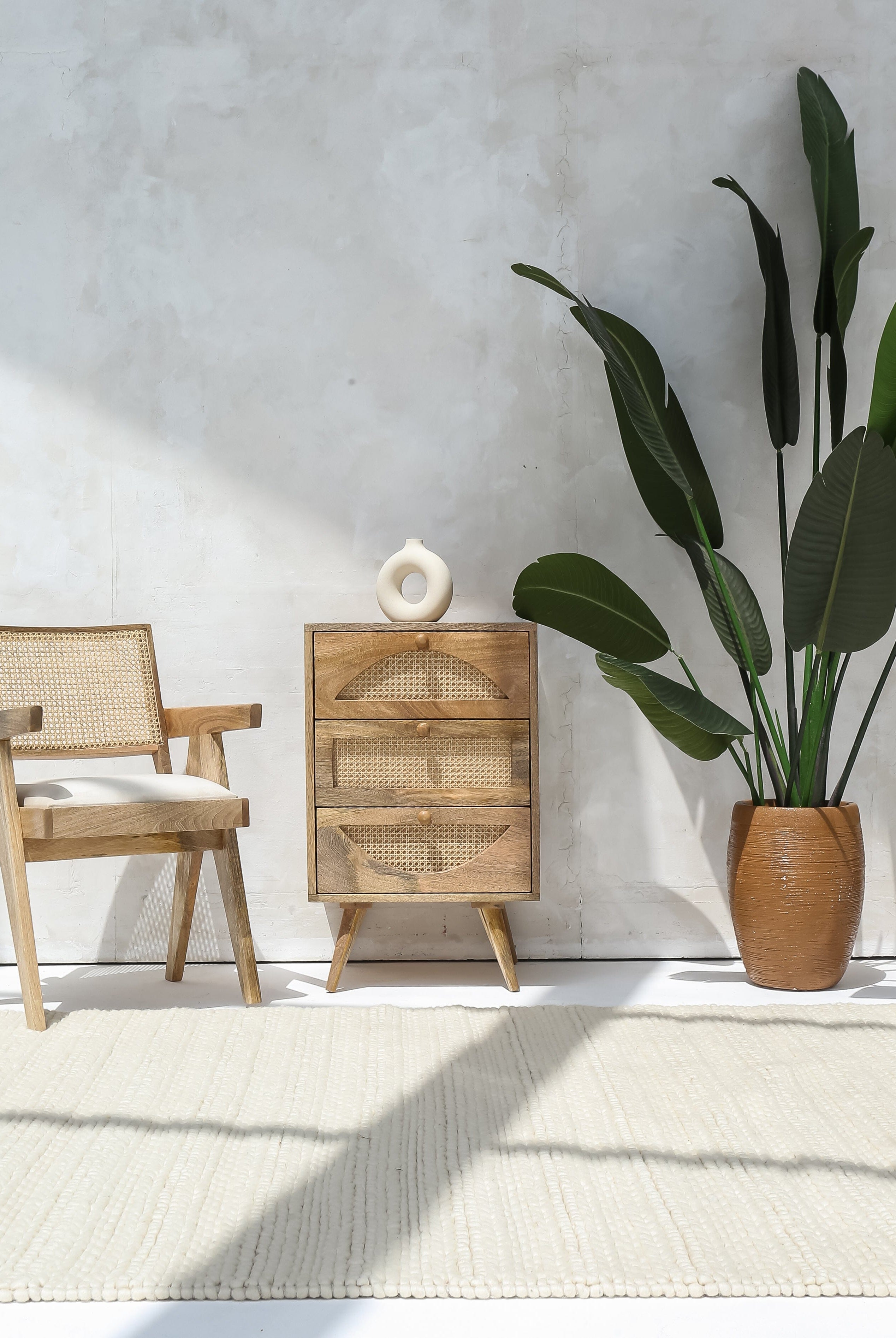 Rattan 3-Drawer Side Table Homekode