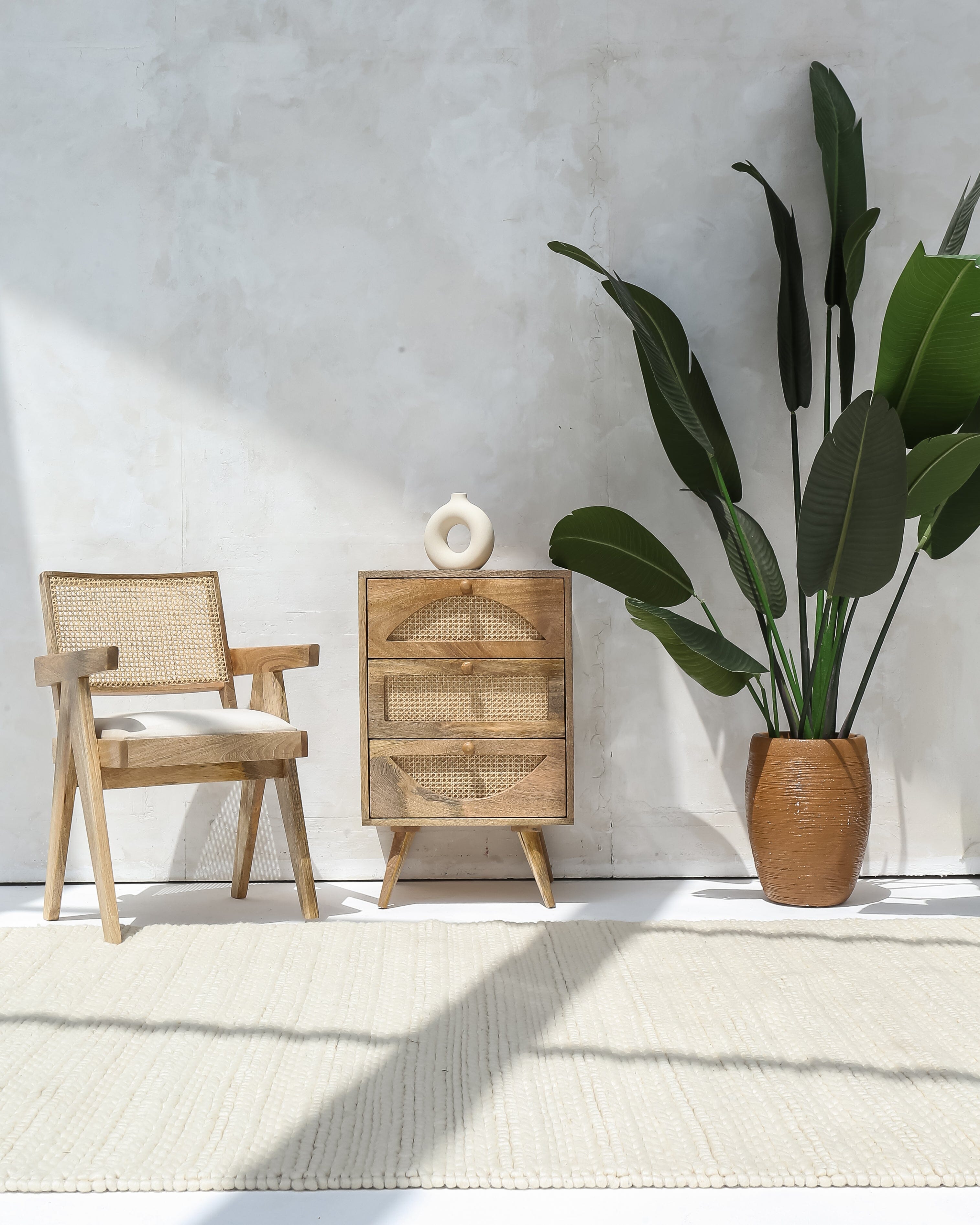 Rattan 3-Drawer Side Table Homekode