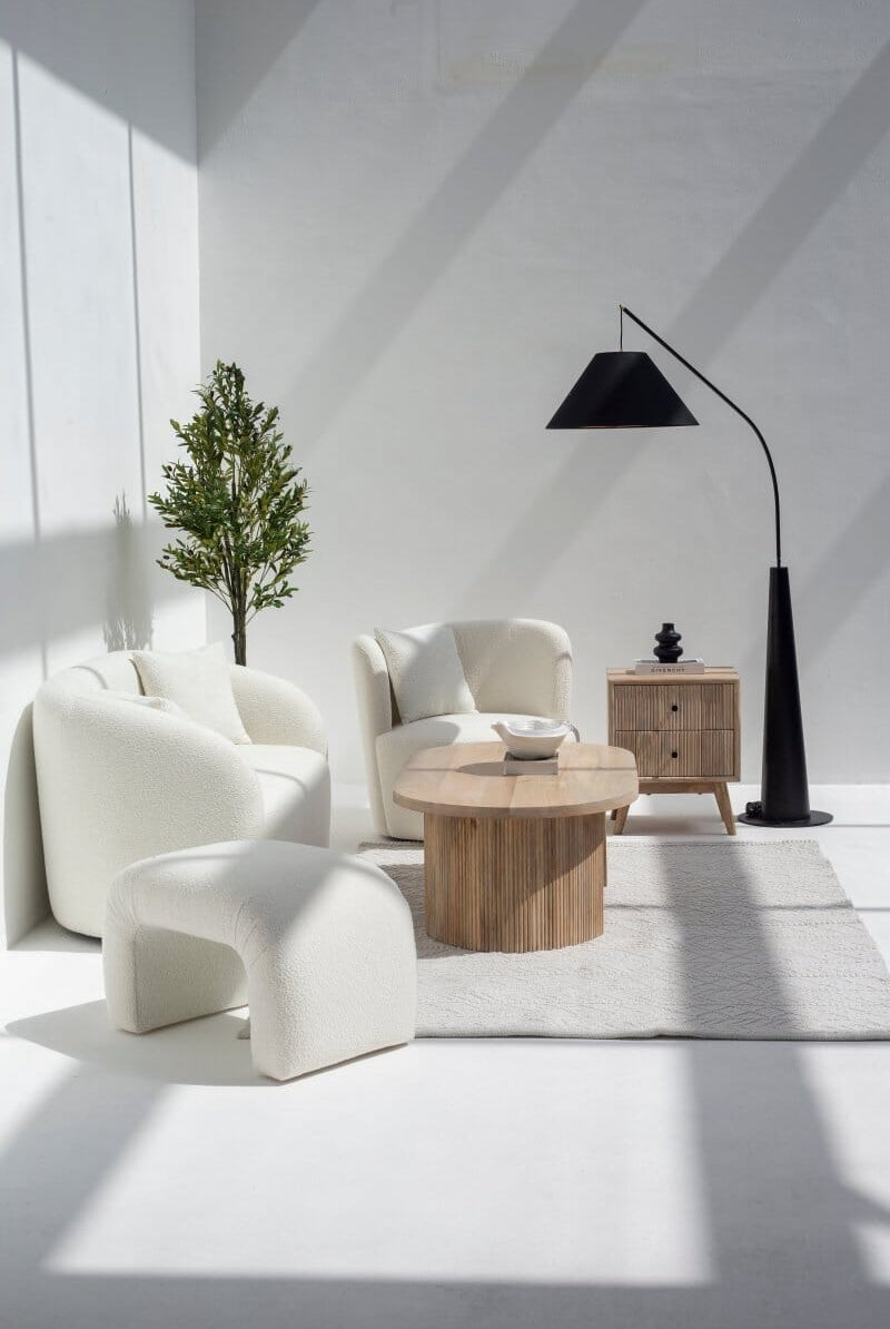 Bram Arch Boucle Pouf Ottoman Homekode