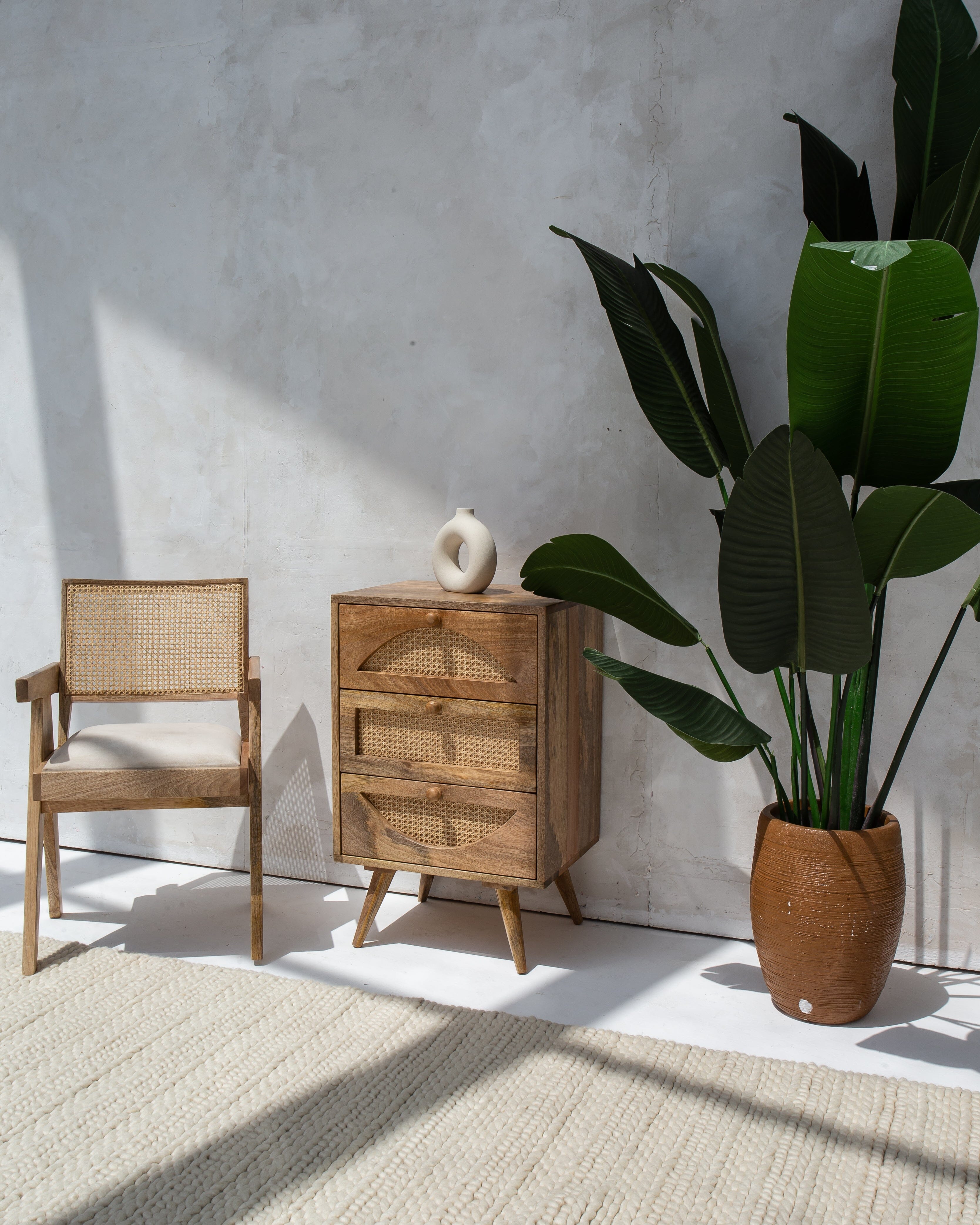 Rattan 3-Drawer Side Table Homekode