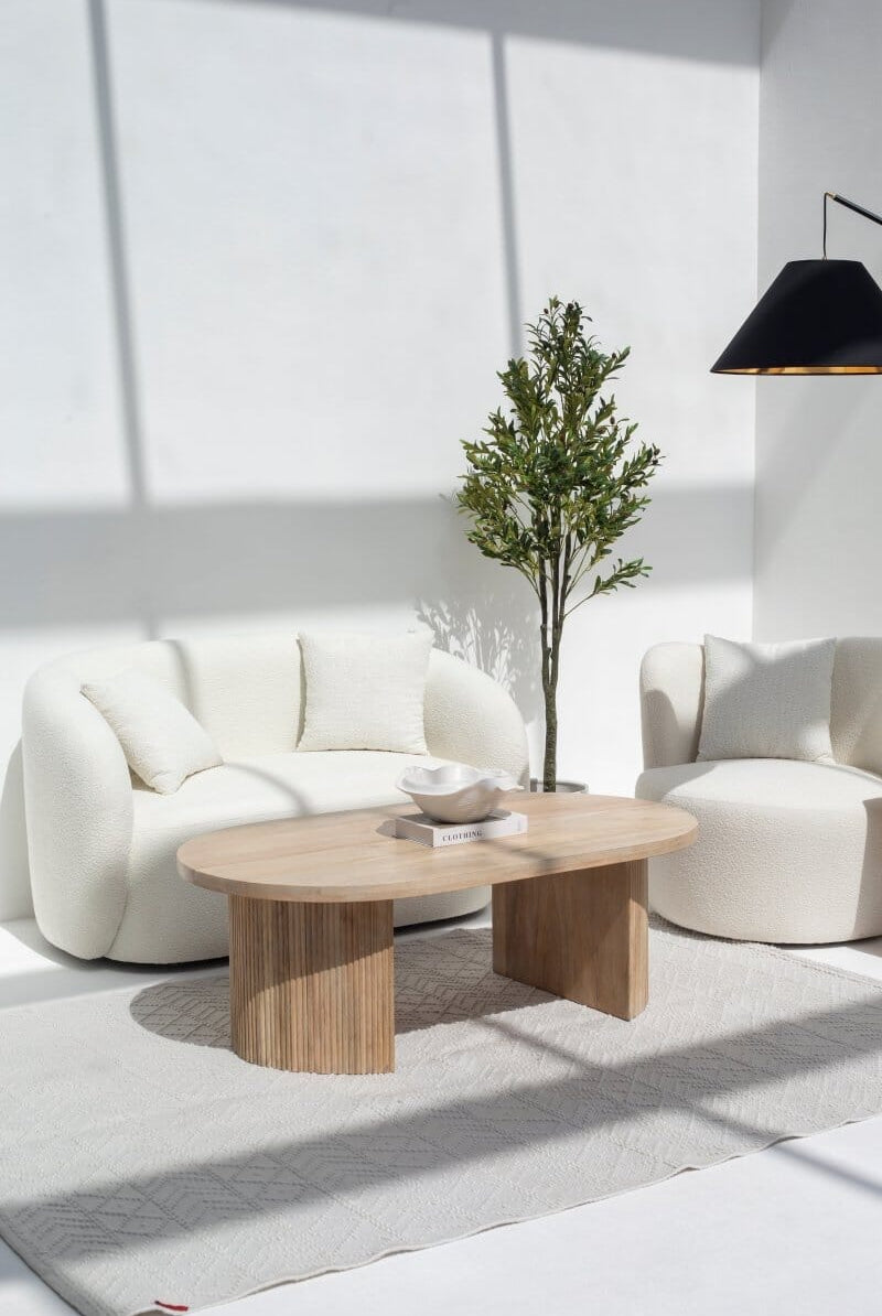 Kimberly Oval Shaped Wooden Coffee Table