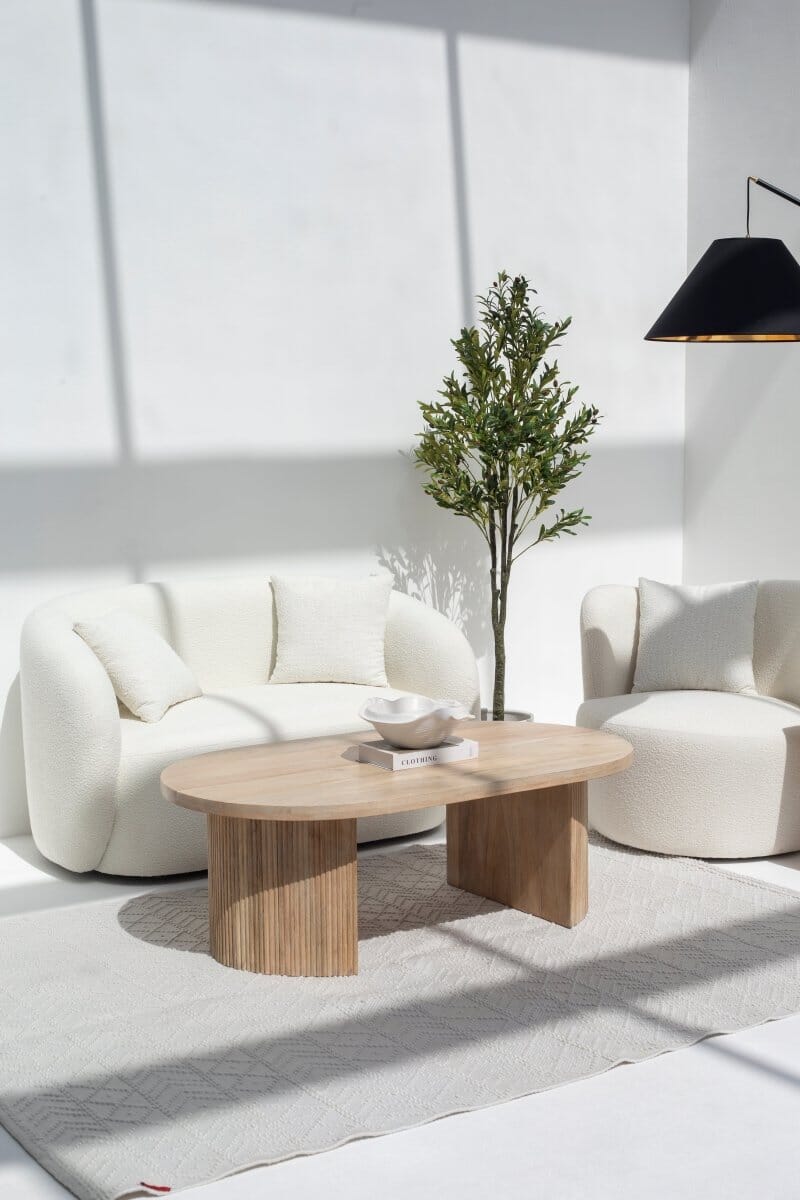 Kimberly Oval Shaped Wooden Coffee Table