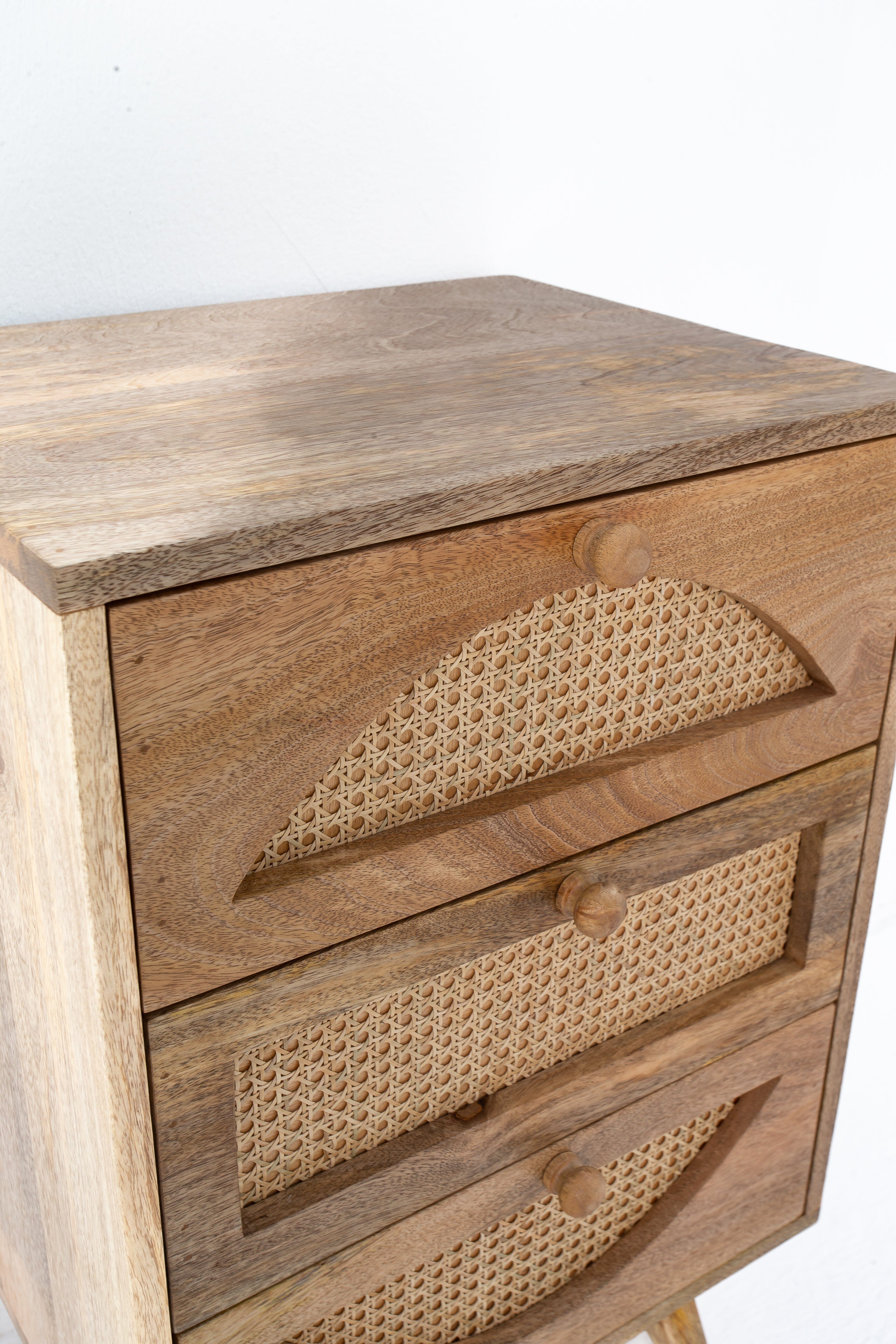 Rattan 3-Drawer Side Table Homekode