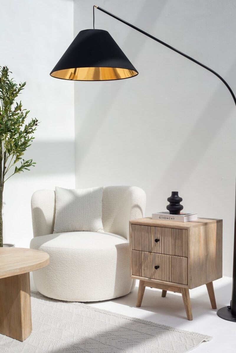 Zella Two Drawer Wooden Side Table