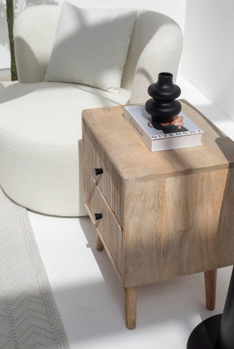 Zella Two Drawer Wooden Side Table