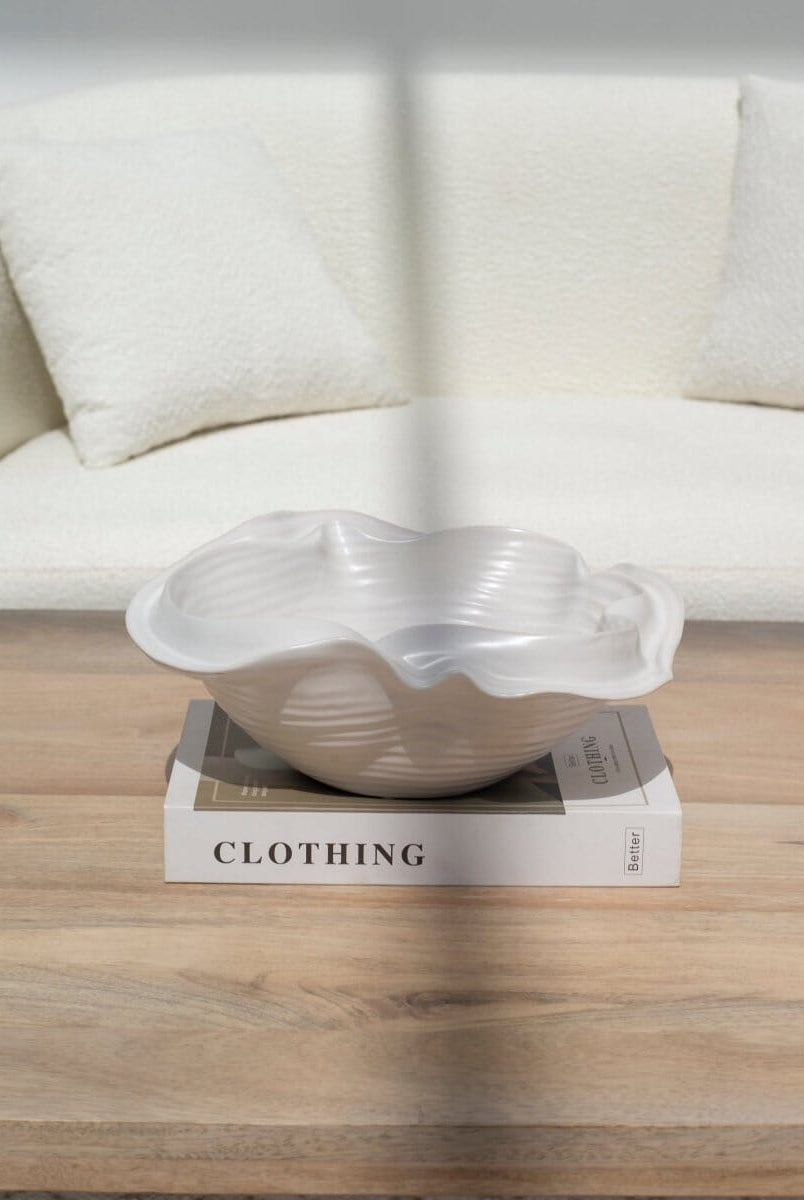 White Floral Ceramic Decor Bowl