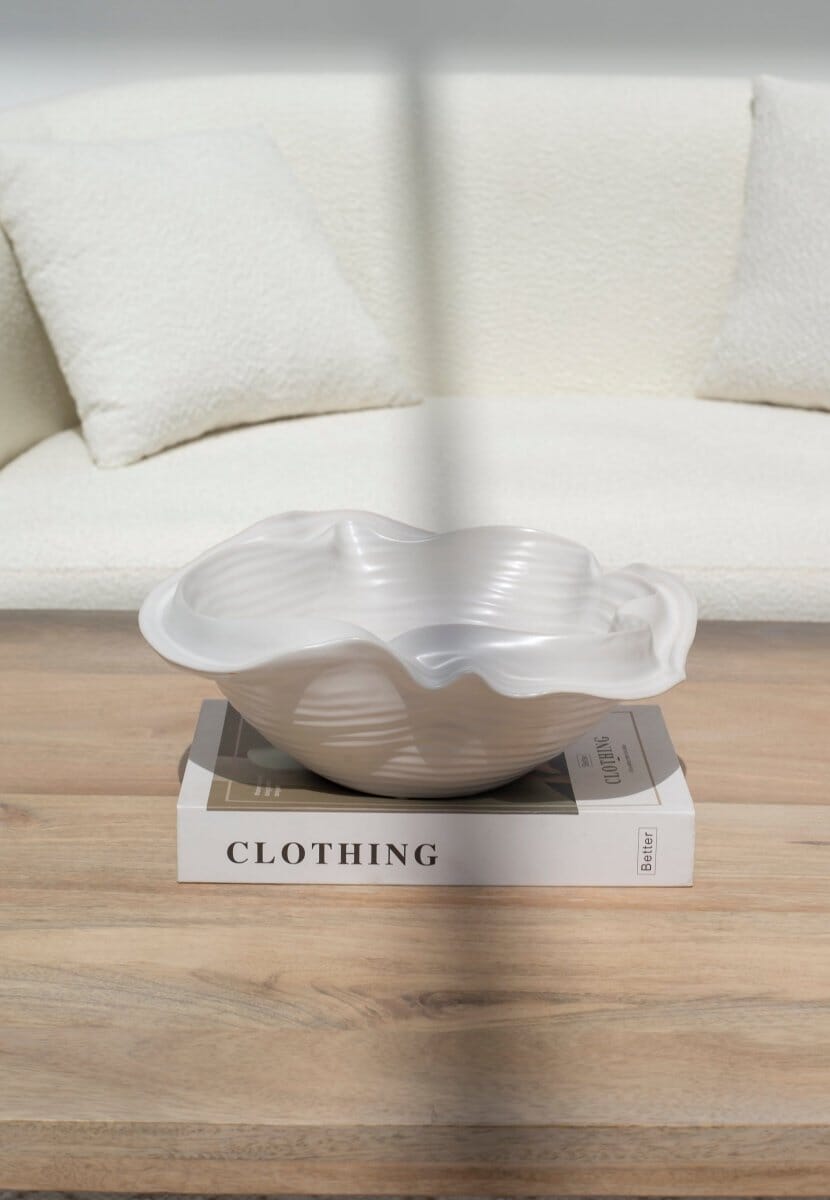 White Floral Ceramic Decor Bowl