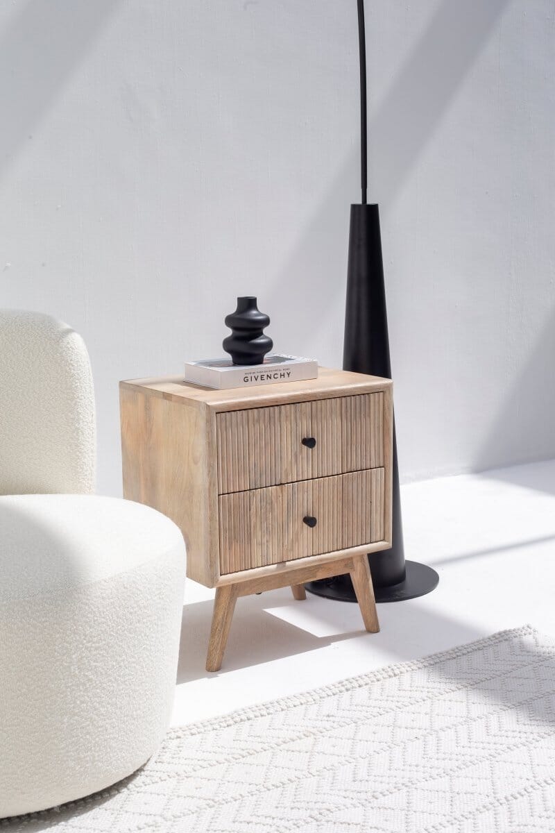 Zella Two Drawer Wooden Bedside Table