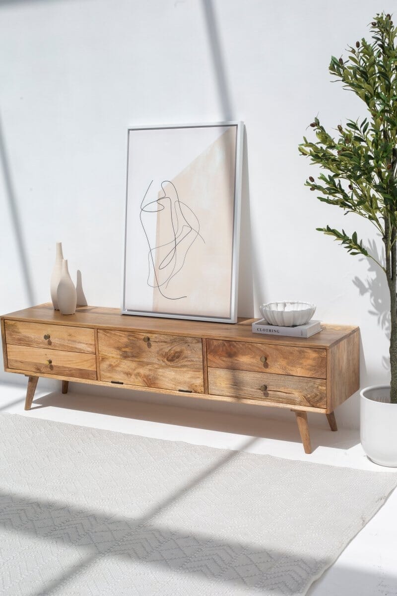 Vara Five Drawers Rattan Media Unit (2 Sizes)