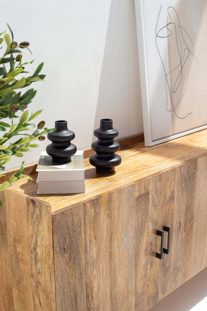 Black Curvy Layers Ceramic Vase (2 Sizes)