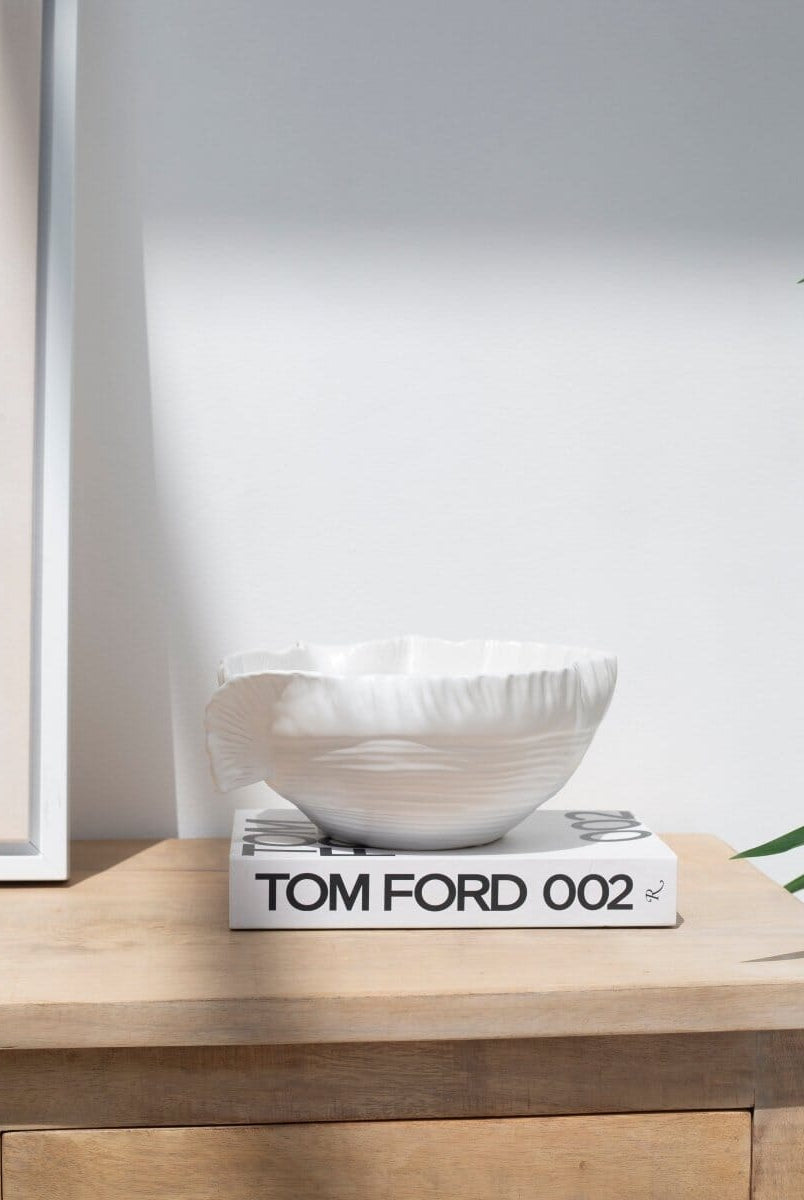 White Irregular Wavy Ceramic Decor Bowl