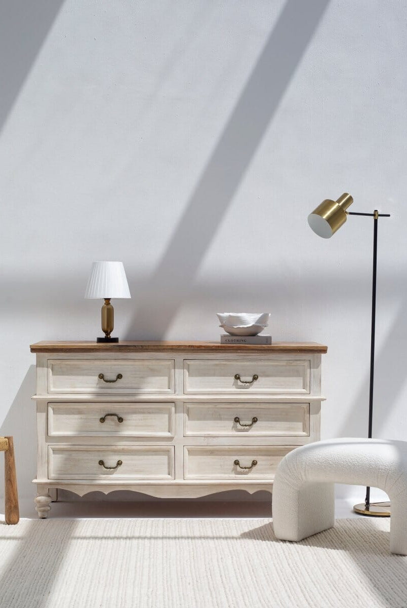 Virginia Six Drawers White Sideboard