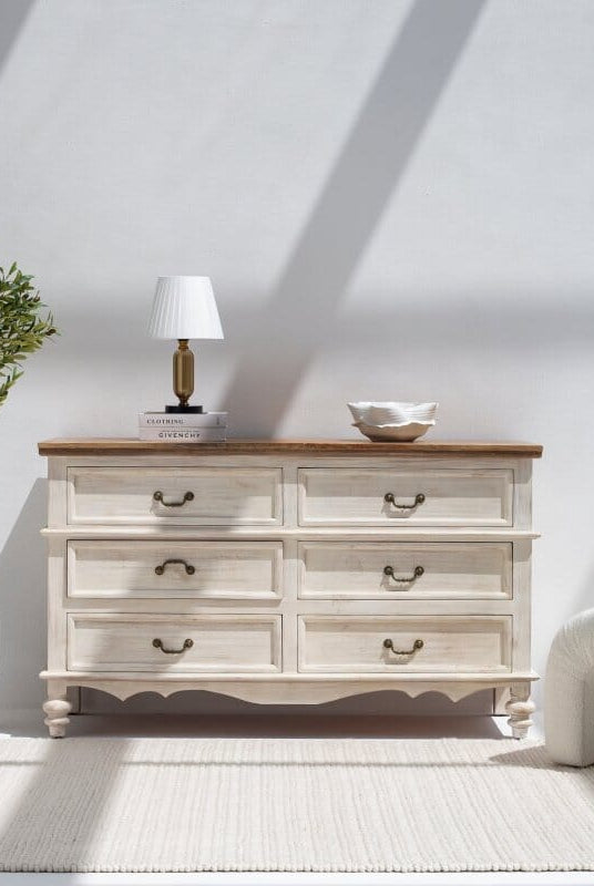 Virginia Six Drawers White Sideboard