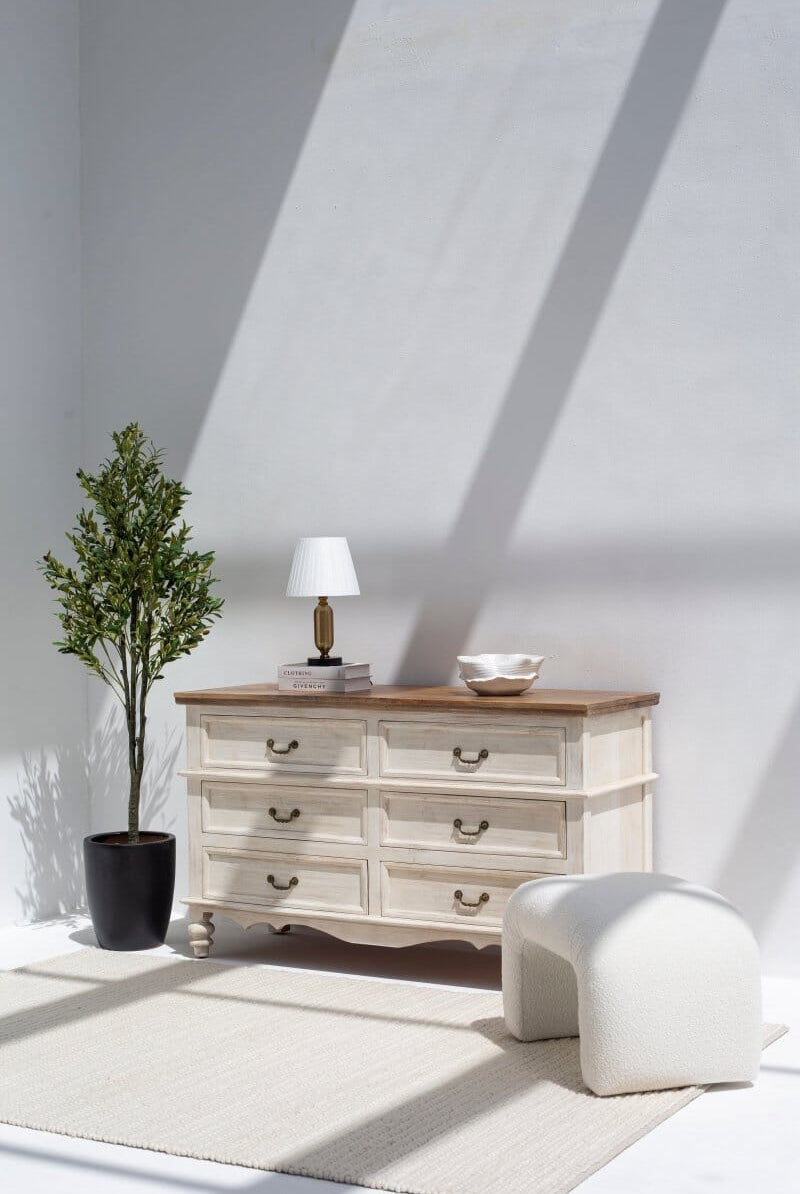 Virginia Six Drawers White Sideboard
