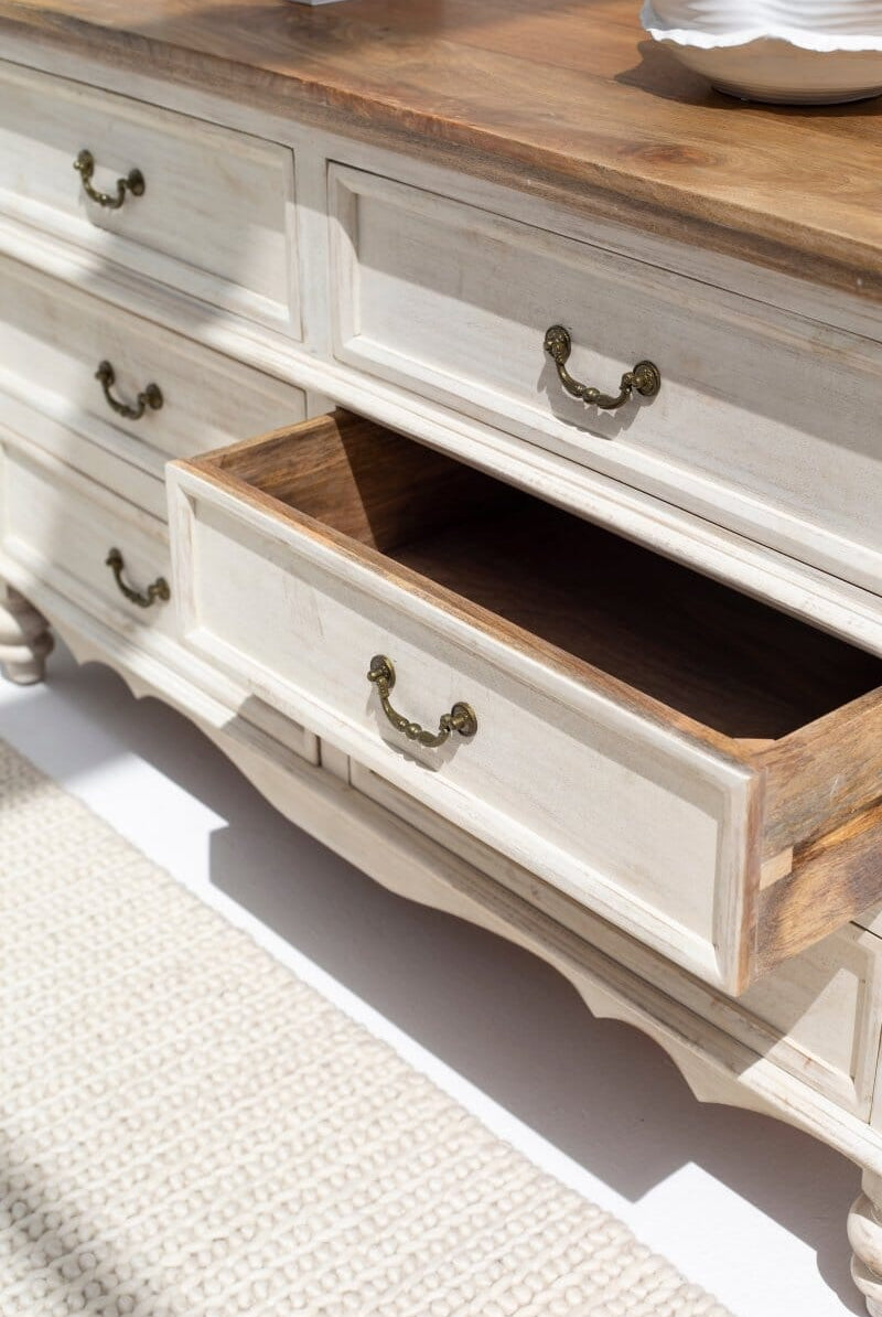 Virginia Six Drawers White Sideboard