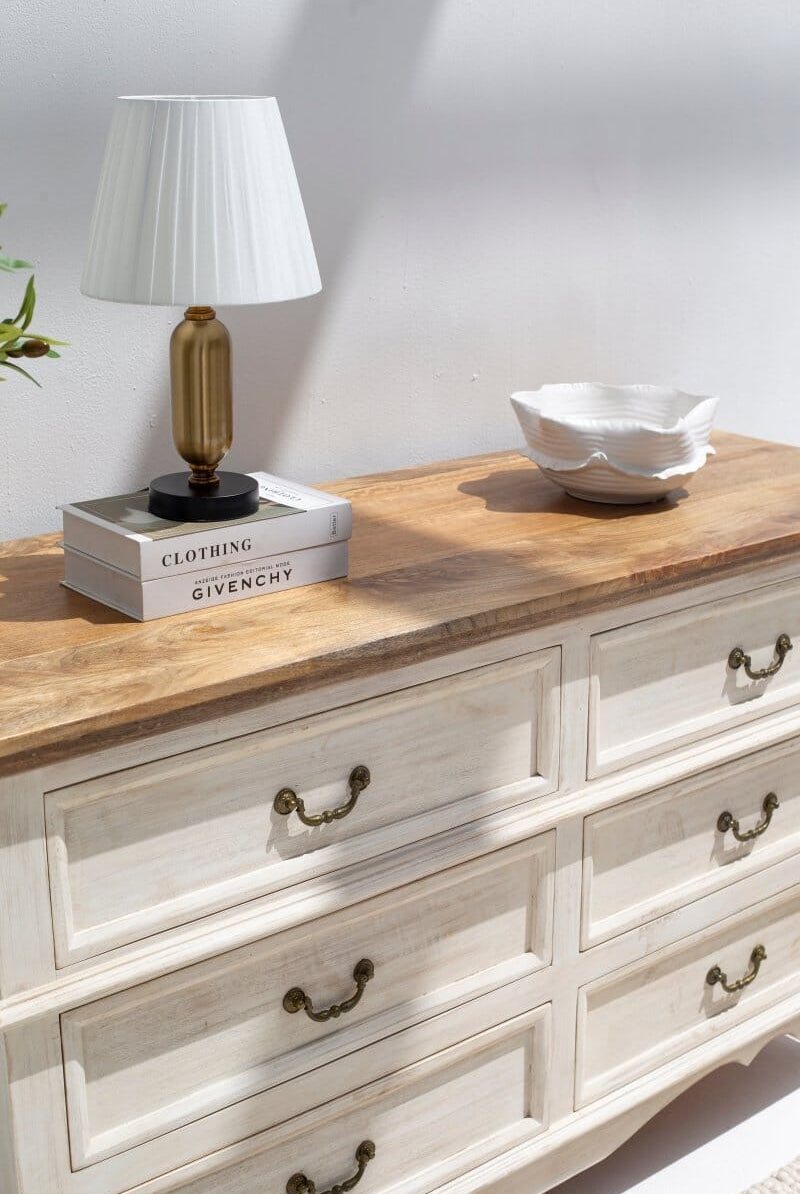 Virginia Six Drawers White Sideboard