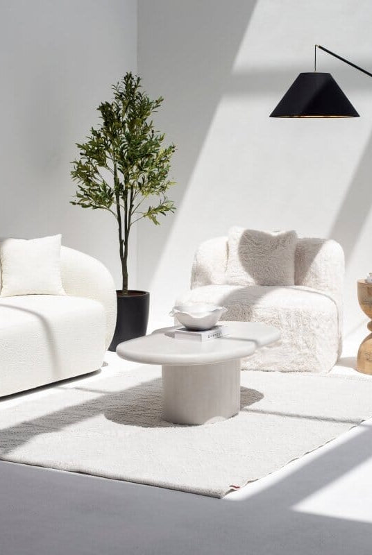 Despina Irregular Shaped White Concrete Coffee Table Homekode