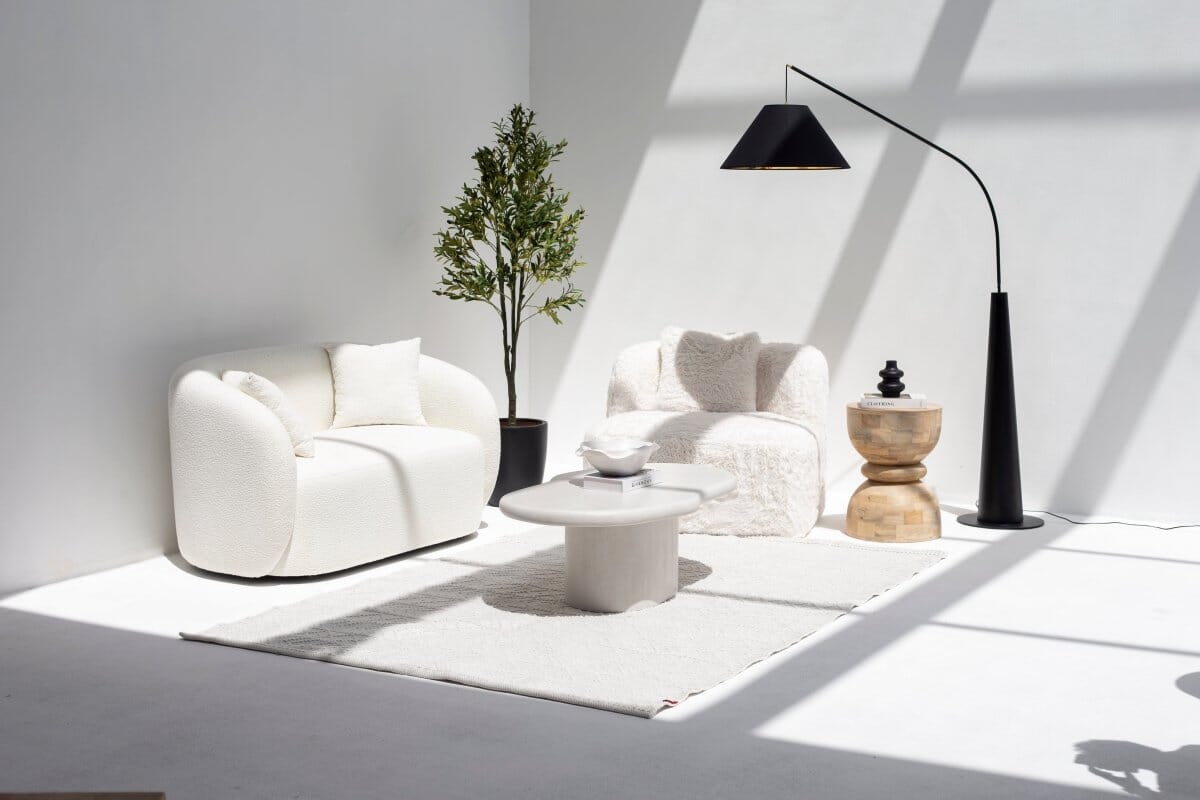 Despina Irregular Shaped White Concrete Coffee Table Homekode