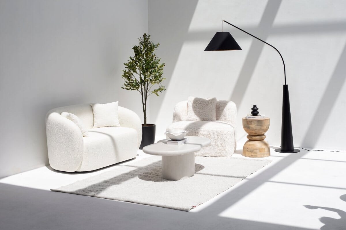 Despina Irregular Shaped White Concrete Coffee Table Homekode