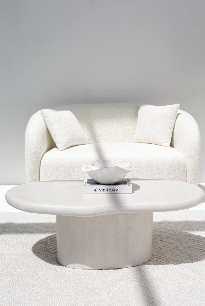 Despina Irregular Shaped White Concrete Coffee Table Homekode