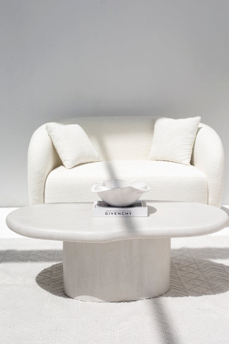 Despina Irregular Shaped White Concrete Coffee Table Homekode