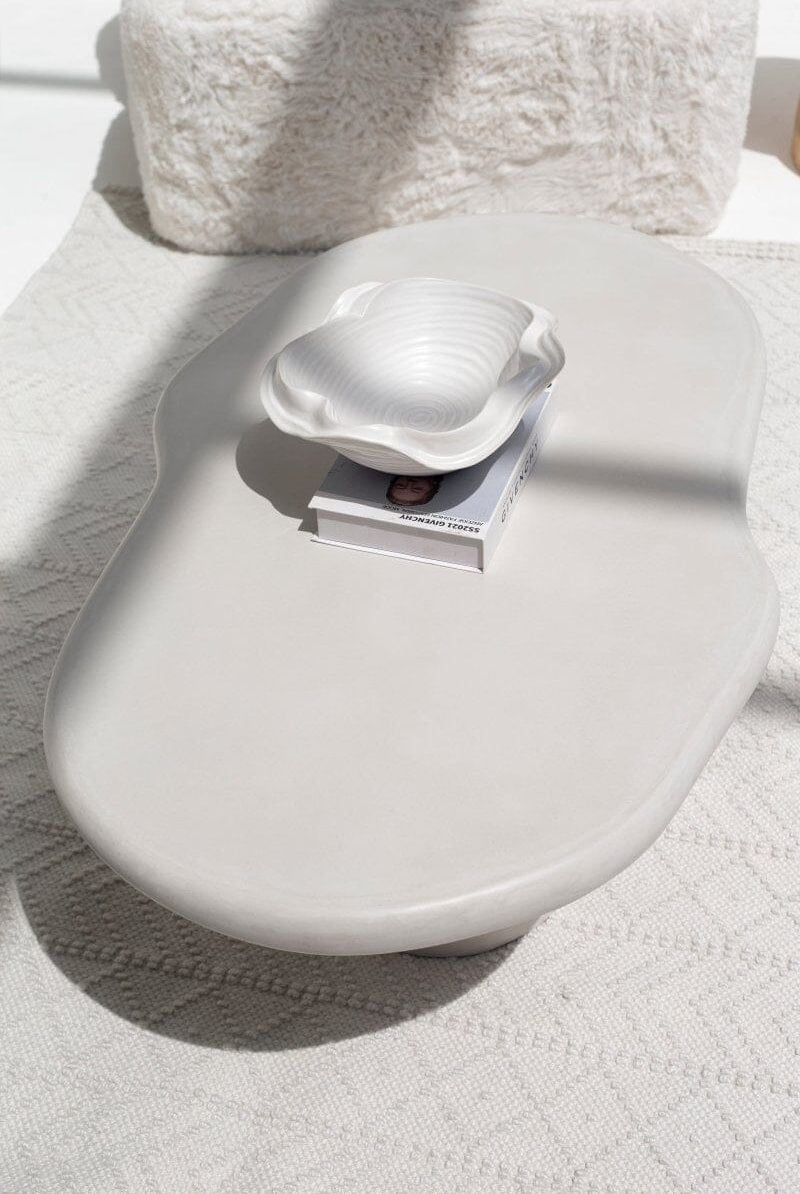 Despina Irregular Shaped White Concrete Coffee Table Homekode