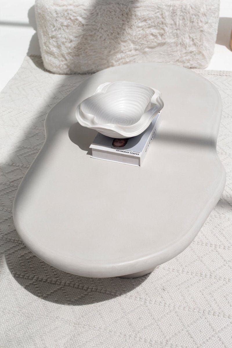 Despina Irregular Shaped White Concrete Coffee Table Homekode