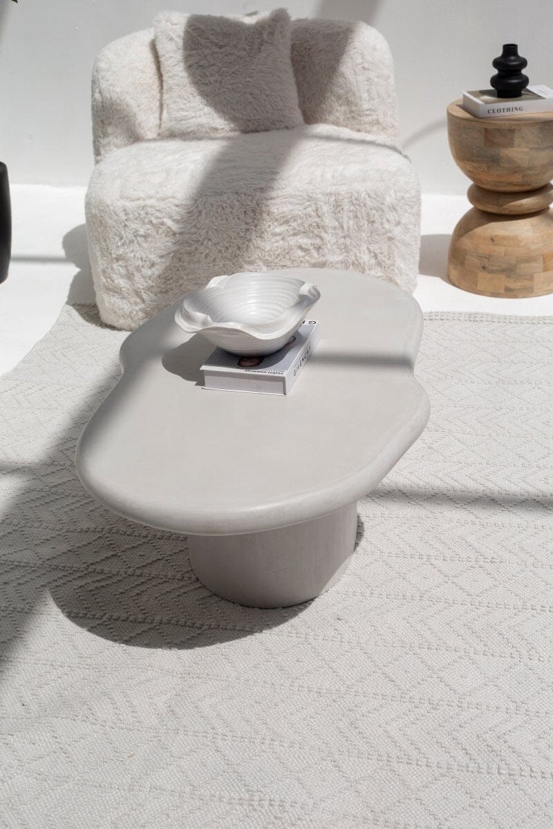 Despina Irregular Shaped White Concrete Coffee Table Homekode