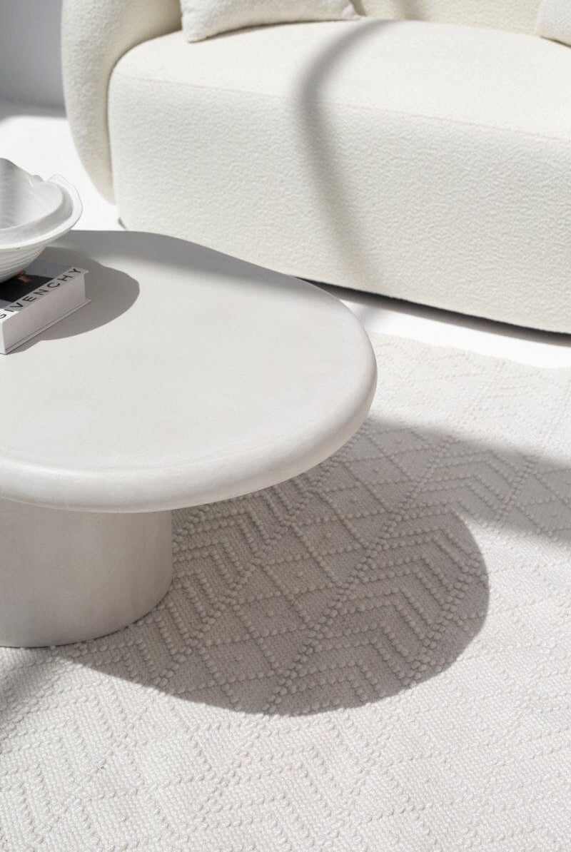 Despina Irregular Shaped White Concrete Coffee Table Homekode