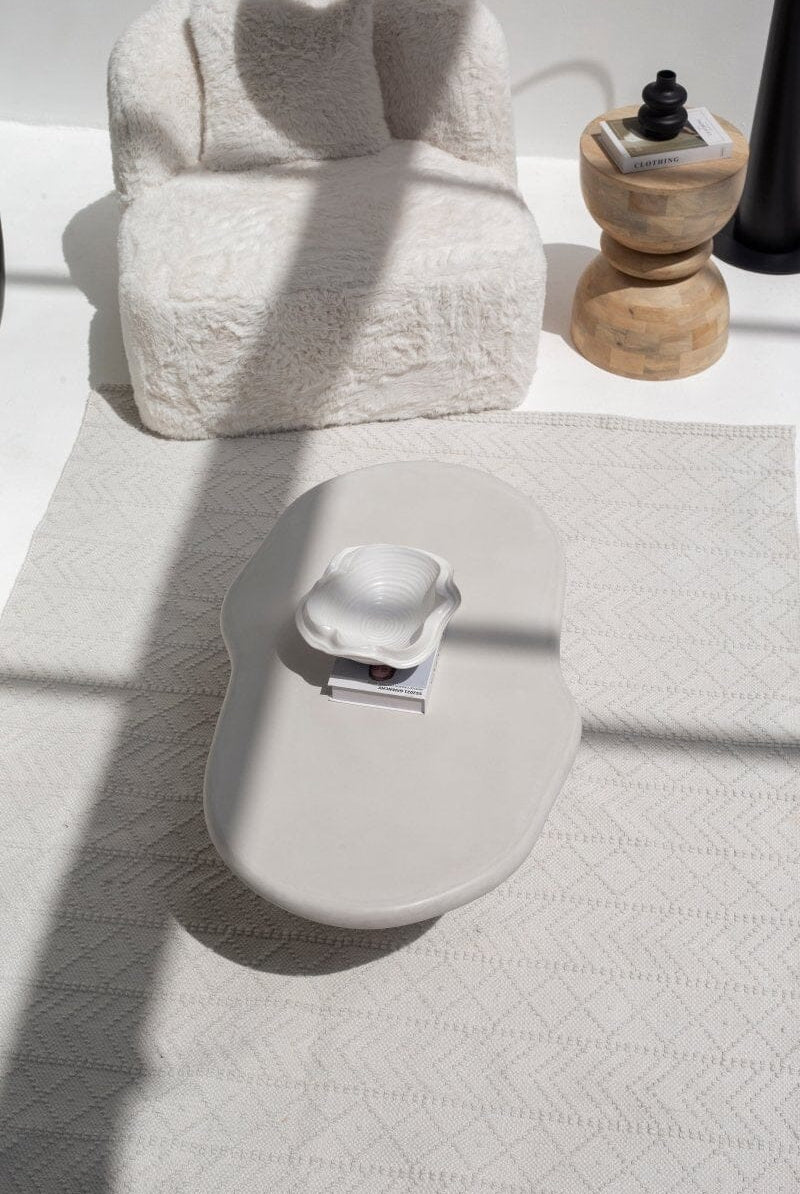 Despina Irregular Shaped White Concrete Coffee Table Homekode