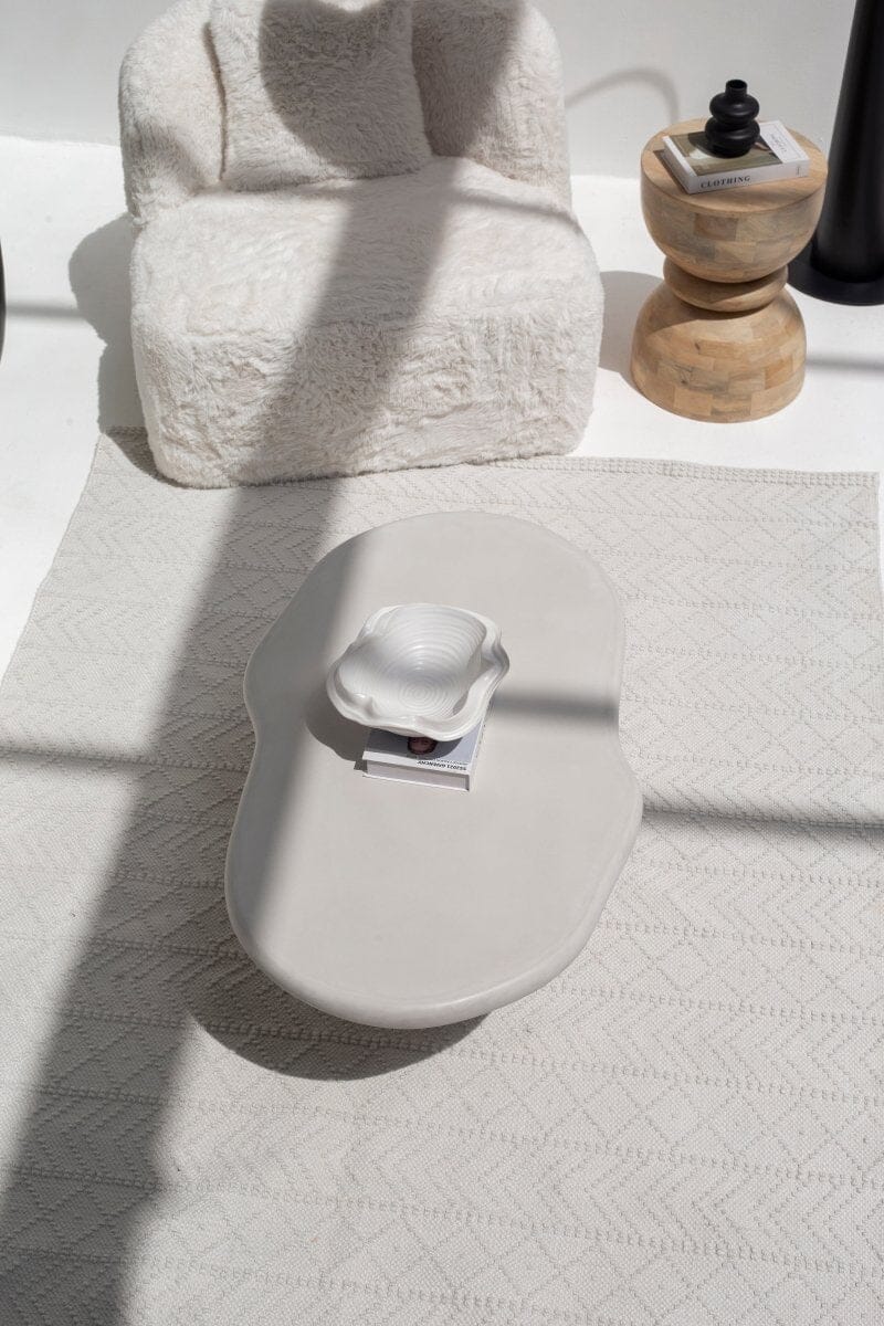 Despina Irregular Shaped White Concrete Coffee Table Homekode