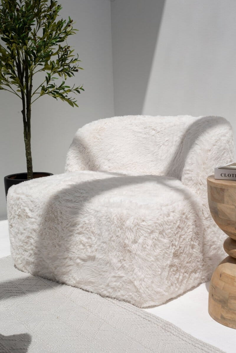 Fleur Off-White Fur Lounge Sofa Chair Homekode