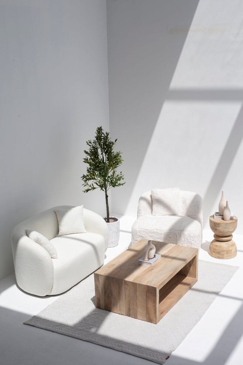 Weaver Hourglass Shaped Mango Wood Side Table