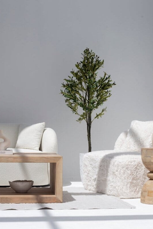 Fleur Off-White Fur Lounge Sofa Chair Homekode