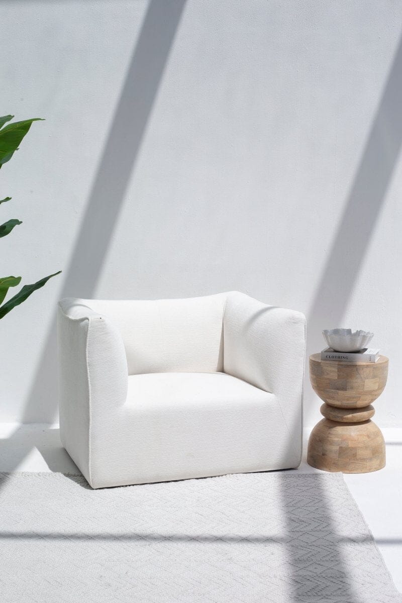 Weaver Hourglass Shaped Mango Wood Side Table