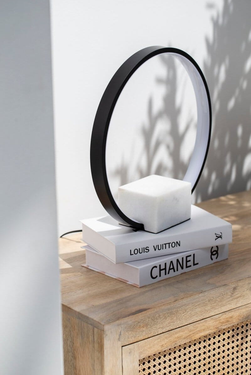 Marble Base Black Ring LED Table Lamp Home