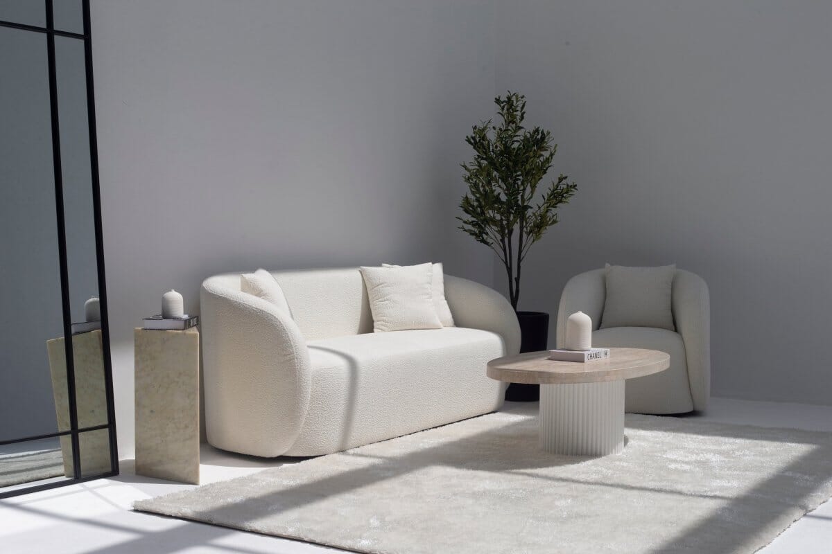 Amanti Off-White Bouclé Sofa (2 & 3 Seater) Homekode