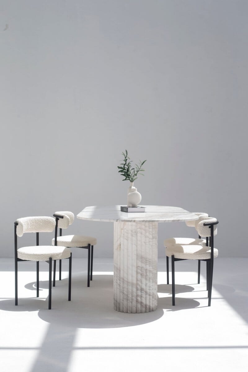 Ayla Greek Calacatta Marble Oval Dining Table