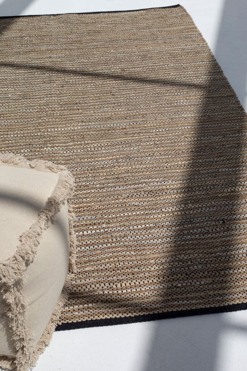 Eternal Contrast - Natural with Black Lining Woven Rug (2 Sizes)