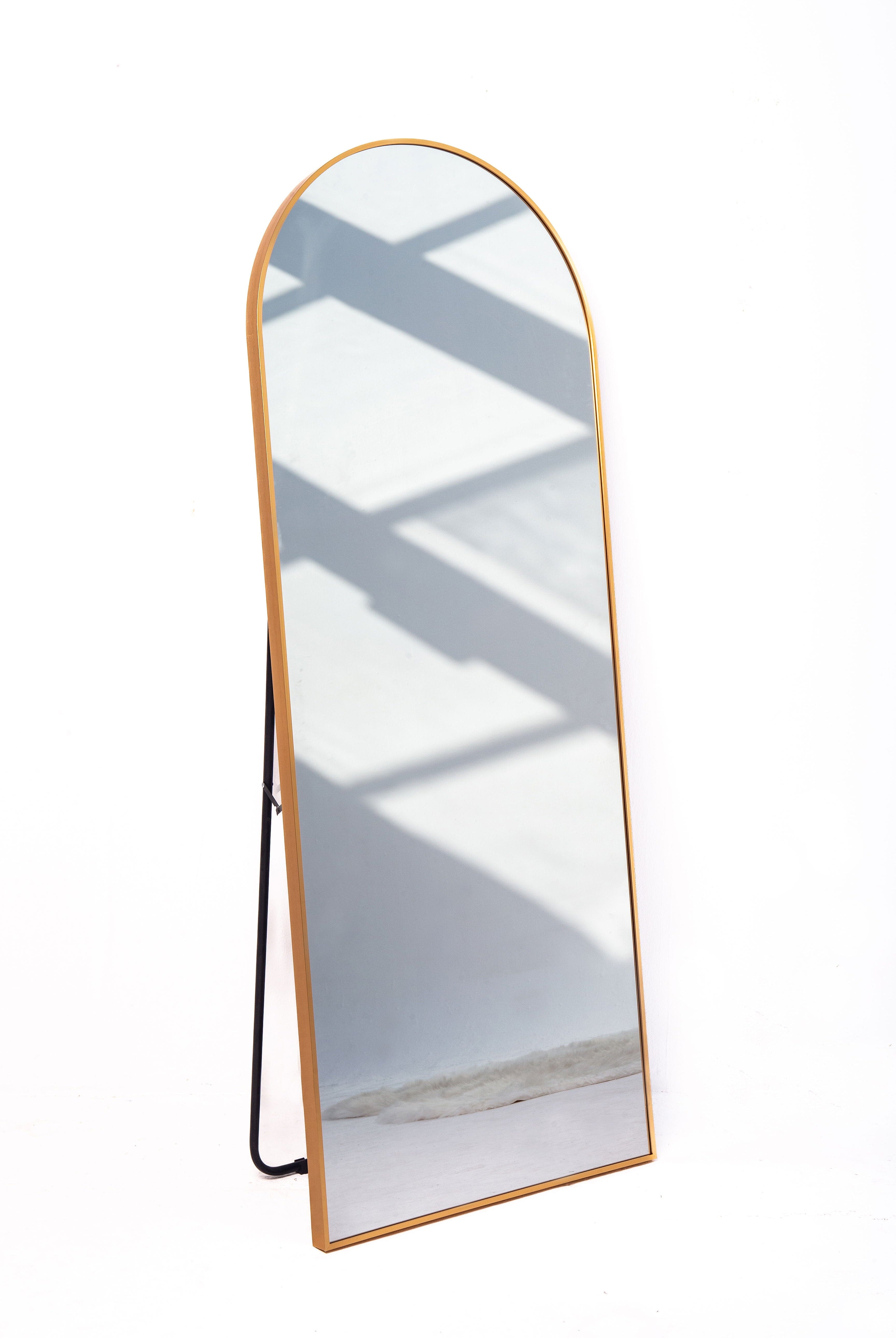 Gold Arch Aluminum Full Length Mirror with Stand (3 Sizes Available) Mirrors Homekode