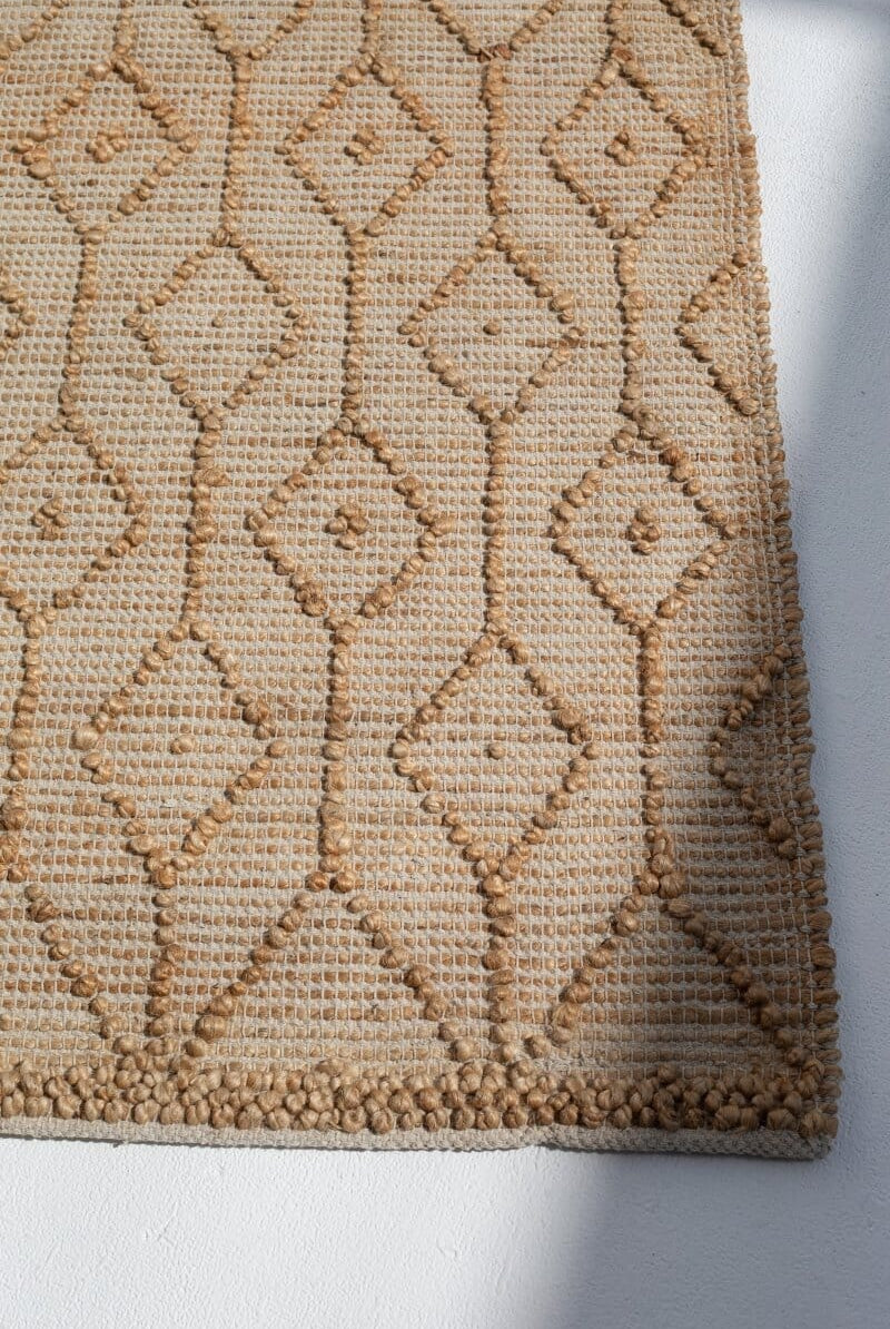 Geometric Elegance - Natural Light Brown Woven Rug (5 Sizes) WOVEN RUG