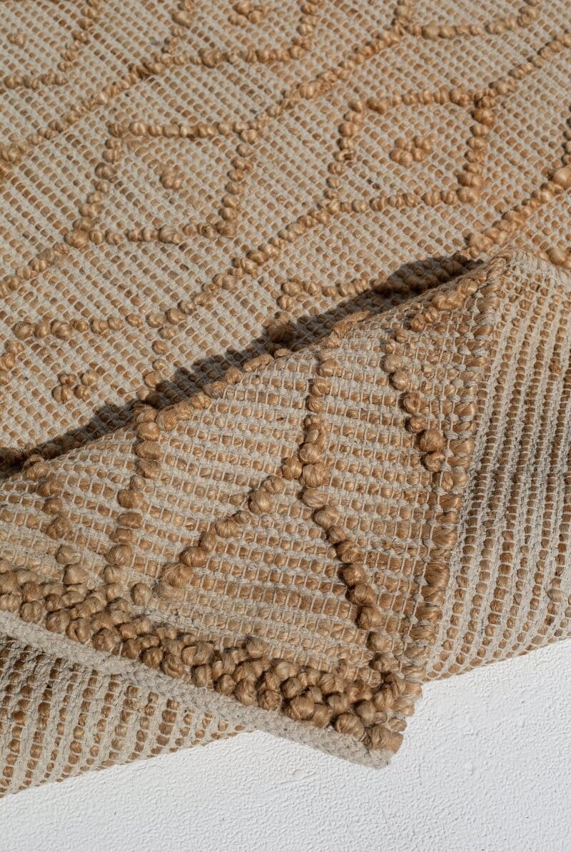 Geometric Elegance - Natural Light Brown Woven Rug (5 Sizes) WOVEN RUG