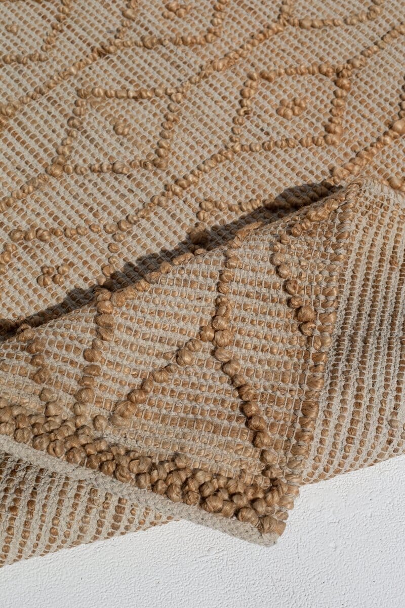 Geometric Elegance - Natural Light Brown Woven Rug (5 Sizes) WOVEN RUG